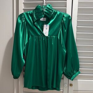 Adrienne Shimmering Green Blouse